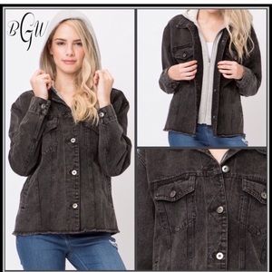 Love Tree Vintage Washed Denim Jacket Hoodie.